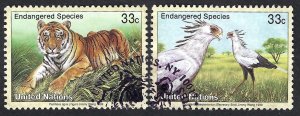 United Nations #757-758 2x33¢  1999 Endangered Species. Used.