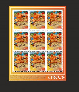 Stamps. Art, Circus  Benin 2022 year , sheet 9 stamps perforated