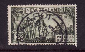 New Zealand-Sc#197-used 2sh ol grn-Capt. Cook-1935-