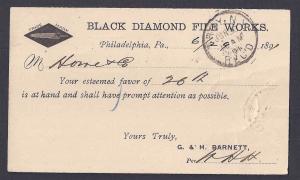 1891 BLACK DIAMOND FILE WORKS, PHILA PA