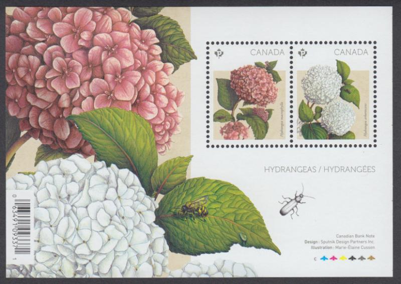 Canada - #2896 Hydrangeas Souvenir Sheet (Flowers) - MNH