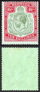 Bermuda SG54 10/- Green and carmine/pale bluish green U/M Cat 160 pounds