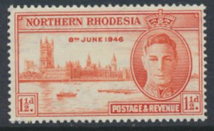 Northern Rhodesia  SG 46 Victory  SC# 46 perf 13½ x 14  MH  see detail and scan