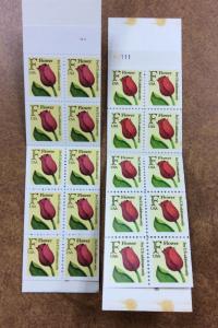 2 U.S. BOOKLETS OF 10 BK183 &184 1991 'F' TULIP (.29) list 36.75 fv $5.80