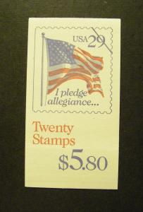 BK196, Scott 2593a, 29c Pledge Allegiance, #1111, MNH Complete Booklet