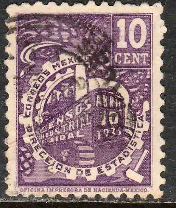 MEXICO 721, 10¢ INDUSTRIAL CENSUS. USED. F-VF. (568)