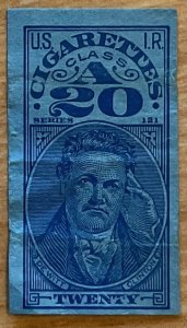 US Used Cigarette Tax Stamp Single Series 121 Revenue Dewitt Clinton