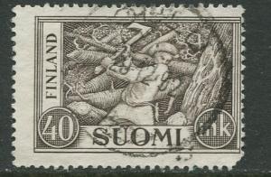 Finland - Scott 305 - Woodchopper -1952- Used - Single 40m Stamp