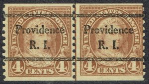 Precancel coil line pair 1923 4c MARTHA WASHINGTON (601-44) from PROVIDENCE RI.