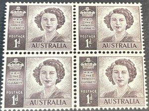 AUSTRALIA # 215-MINT NEVER/HINGED--BLOCK OF 4--1948