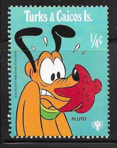 Turks and Caicos 399: 1/4c Pluto and starfish, MH, VF