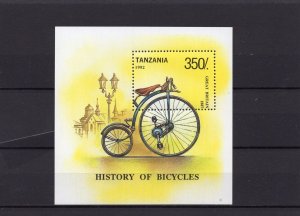 TANZANIA 1992 HISTORY OF BICYCLES S/S MNH