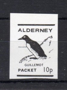 ALDERNEY PARCEL 1980 BIRDS 10p IMPERFORATE PROOF ON UNGUMMED GLOSSY PAPER