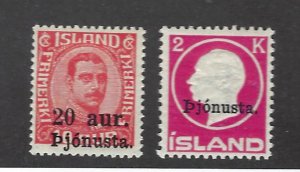 Iceland  SC O50-O51 Mint F-VF SCV$60.00...Nice find!