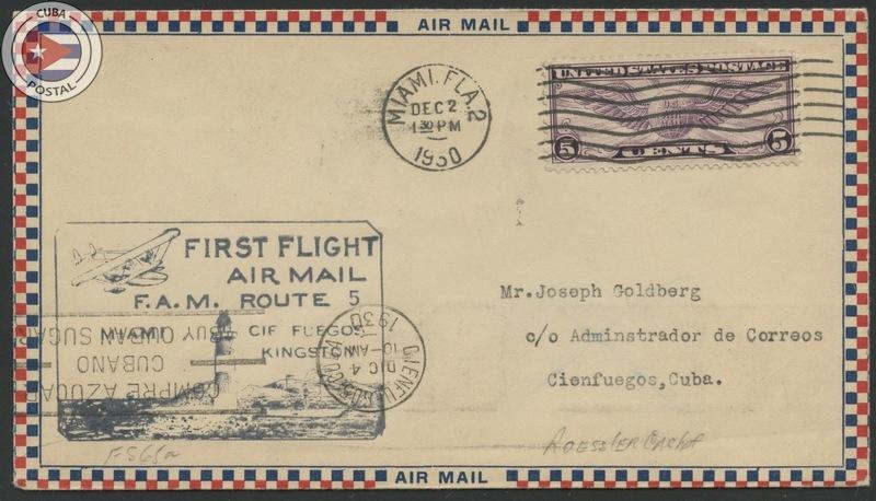 Cuba 1930 First Flight Cover Miami - Cienfuegos | Edifil C39 | CU8132