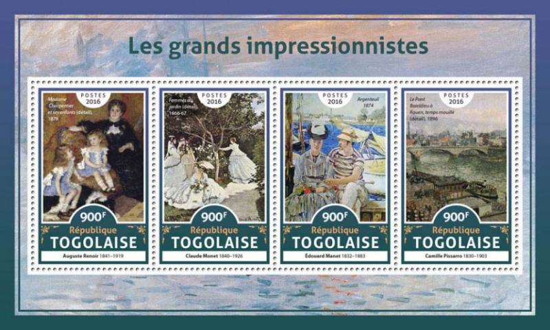 TOGO 2016 SHEET IMPRESSIONISTS ART PAINTINGS tg16608a