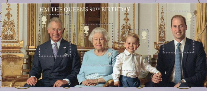 Great Britain Sc 3501 2016 90th Birthday QE II  stamp sheet mint NH