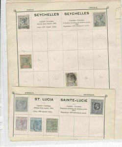 Seychelles St Lucia & Sierra-Leone Stamps on Album Page ref  R 18858