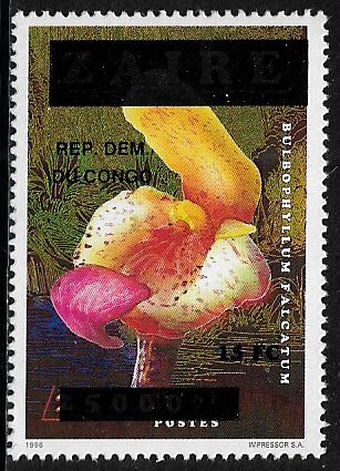 Zaire #1546 MNH Stamp - Flowers Overprint