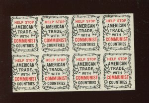 8 VINTAGE HELP STOP AMERICAN TRADE WITH COMMUNIST COUNTRIES POSTER STAMPS (L1192