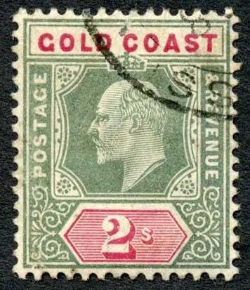 Gold Coast 1902 2s green and carmine wmk Crown CA SG45 VFU cat 48 pounds 