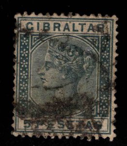 GIBRALTAR Scott 38 5p Steel Blue Used* Queen Victoria CA Wmk 2 CV $120