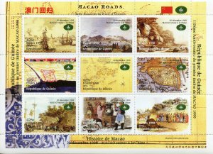 Guinea Historical Events 1998 MNH Macao Return to China 1999 Ships Maps 9v M/S