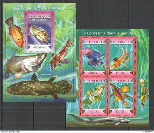 2015 Guinea Fish Fauna Marine Life Kb+Bl ** Stamps St164