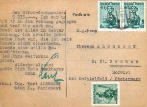 E0061 Austria postal card correspondence Vienna - Seckau 1956