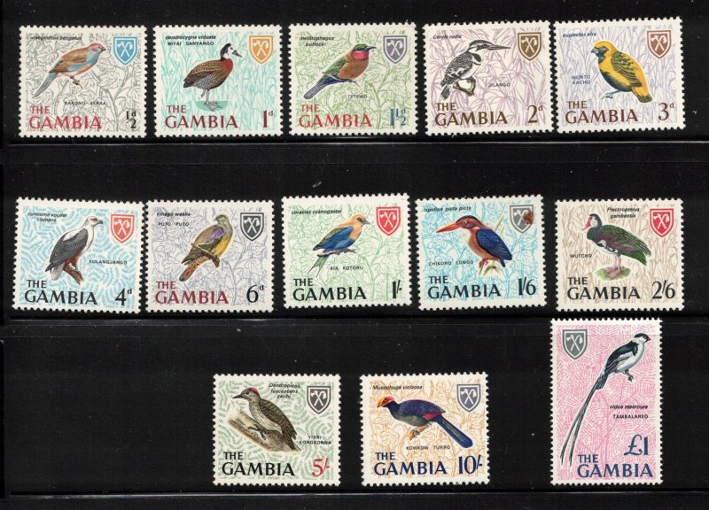 GAMBIA Scott # 215-27 MH & MNH - Set Of Birds On Stamps