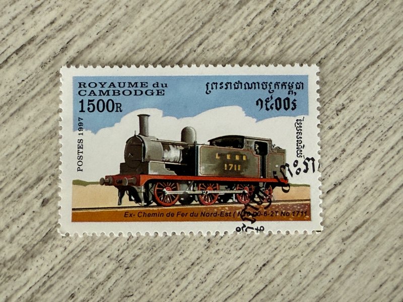 Cambodia #1635 Used, 1500r, Trains, 2024 SCV $0.25