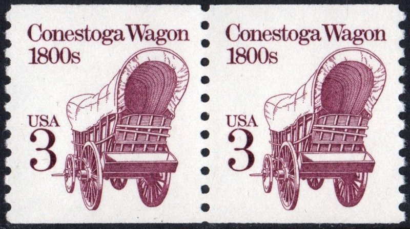 SC#2252 3¢ Conestoga Wagon Coil Pair (1988) MNH