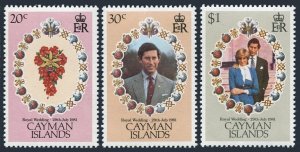 Cayman 471-473, MNH. Michel 475-477. Charles and Diana Wedding, 1981. Bouquet.