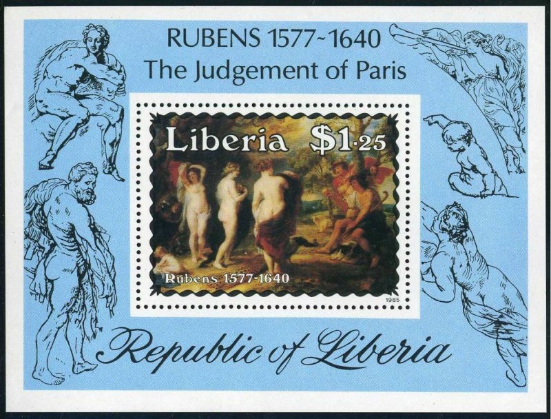 Liberia 1023-1028,1029,MNH.Mi 1336-1341,Bl.110. Paintings,Peter Paul Rubens,1985