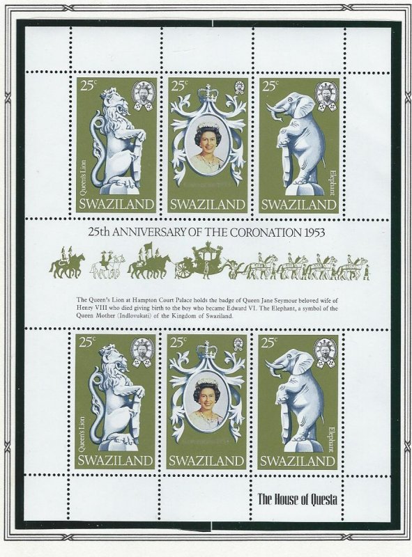 Swaziland QEII 25th Coronation anniv. souvenir sheet mnh SC 302