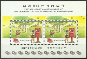 KOREA - 1984 CENTENARY OF KOREAN POSTAL SERVICE - MIN. SHEET MINT NH