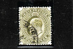India-Sc #66-used-4a ol grn-KEVII-1902-09-
