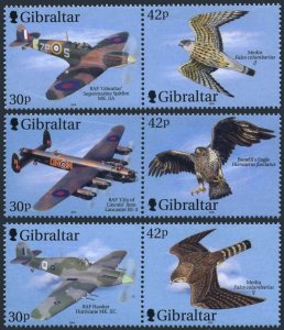 Gibraltar 851-853, 853c, 853d, MNH. Wings of Prey 2000. Fighter Planes, Raptors.