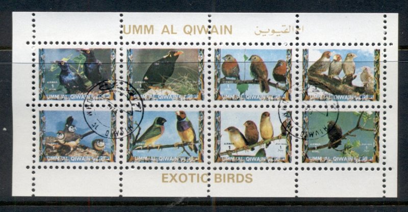 Umm al Qiwain 1972 Birds, Parrots & Finches Pt Iib sheetlet small size CTO