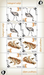 Finland 2021 Europa Endangered Wildlife minisheet Peterspost crane and frog MNH