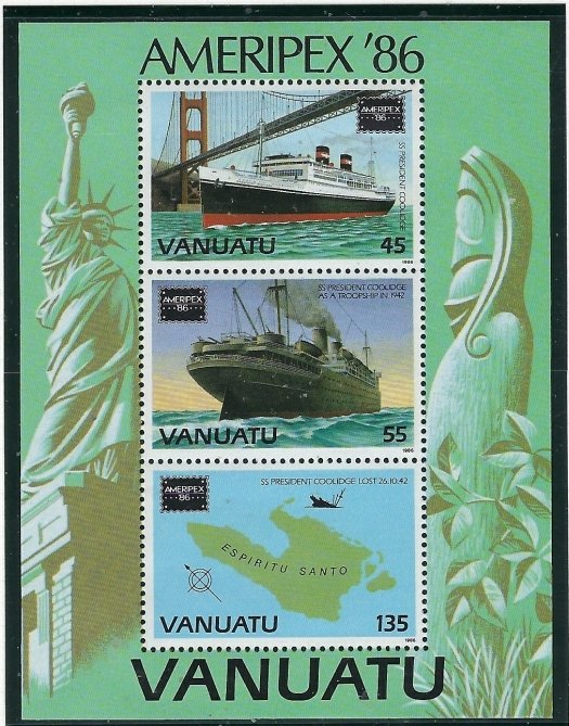 Vanuatu 421a MNH 1986 Ameripex souvenir sheet (fe8680)