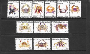 COCOS ISLANDS #249-60  CRUSTACEANS MNH