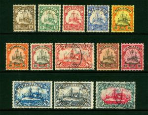 German Colonies MARIANA ISLANDS 1901 Kaiser's YACHT set Sc#17-29 USED SAIPAN cxl