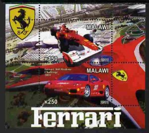 MALAWI - 2011 - Ferrari Cars #2 - Perf 2v Sheet - MNH - Private Issue