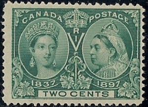 Canada #52 2 cent 1897 Victoria Jubilee Stamp Mint NH OG F
