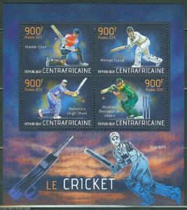 CENTRAL AFRICA  2013 CRICKET HCOOK CLARKE DHONI & VILLIERS  SHEET MINT NH