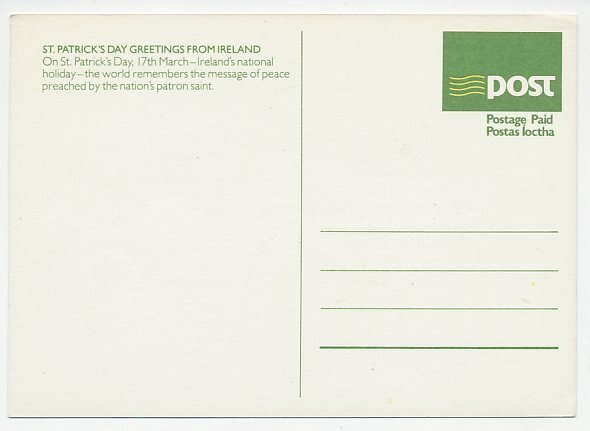 Postal stationery Ireland 1984 St. Patrick s day