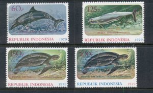 Indonesia 1979 Marine Life,Wildlife Protection, Dolphin, Turtle MUH