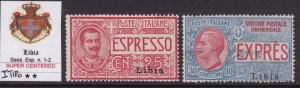 Italy Libia - Exp. n. 1-2 - I° Type - cv 600$ - WITH CERTIFICATE - MNH**