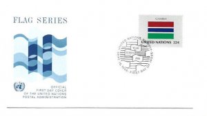 United Nations #480 Flag Series 1986, Gambia, Official Geneva, FDC